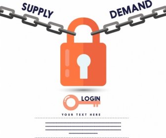 Supply Demand Solution Concept Locking Key Chain Icons