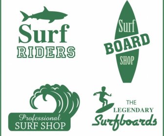 Negozio Di Surf Green Design Logotipi Silhouette