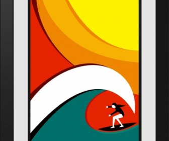 Surfer Rysunek Kolorowe Krzywych Dekoracji