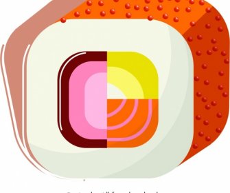 Sushi Cuisine Icon Colorful Closeup Geometric Design