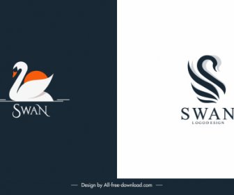 Schwan-Logo-Vorlagen Einfache Flache Handgezeichnete Skizze
