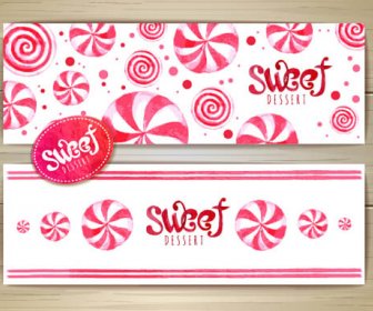Sweet Dessert Banners Vectors Set
