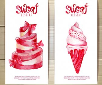 Sweet Dessert Happy Birthday Cards Vectors