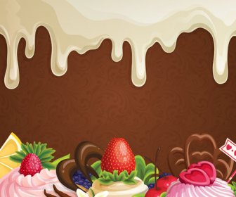 Dolce Goccia Cioccolato Sfondo Serie Vector