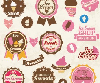 Süß Mit Eis Etiketten Niedlichen Design Vektor
