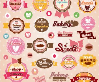 Süß Mit Eis Etiketten Niedlichen Design Vektor