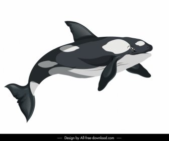 Swimming Whale Icon Colored Cartoon Sketch