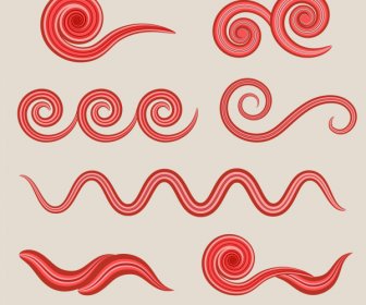 Swirled Design Elements Red Flat Motion Sketch