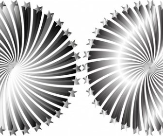 Ilustrasi Lingkaran Berputar-putar Dalam Hitam Dan Putih
