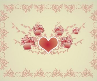 Swirls Frame Border Valentine Day Card Vector