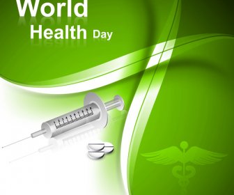 Jeringa Para El Día Mundial De La Salud Símbolo Médico Concepto Antecedentes