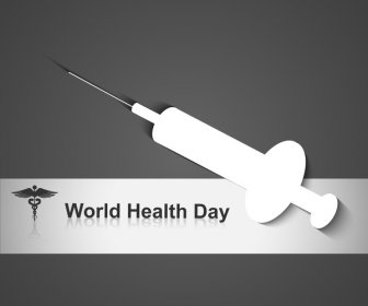 세계 건강의 날 의료 기호 개념 배경에 대 한 주사기