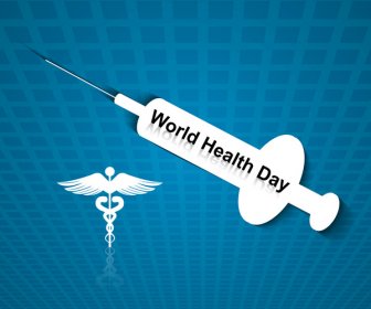 세계 건강의 날 의료 기호 개념 배경에 대 한 주사기