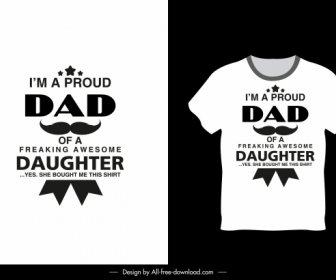 T Shirt şablonu Baba Kızı Tema Metinleri Dekor