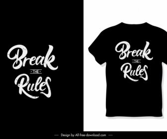 T Gömlek şablonu Koyu Siyah Tasarım Metinleri Dekor