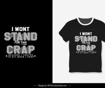 T Shirt Template Message Quote Dark Design