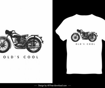 T Shirt Template Motorbike Sketch Black White Decor
