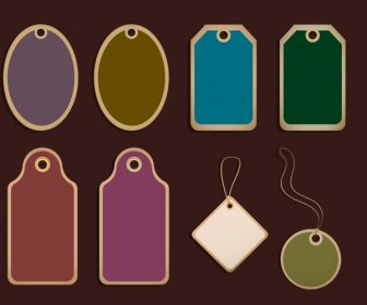 Tag Icons Collection Classical Colored Flat Design