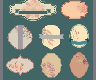 Tags Templates Collection Multicolored Plants Decoration