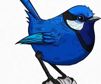 尾鸟图标可爱的卡通素描蓝色装饰