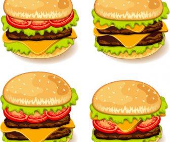 Lezzetli Hamburger Simgeler Vektör Grafikleri