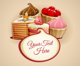 Tasty Dessert And Sweets Background Vector