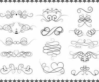 Tattoo Design Elements Curved Lines Isolation