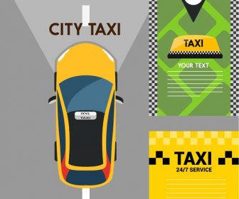 Taxi Concepts With Various Color Styles Illustration