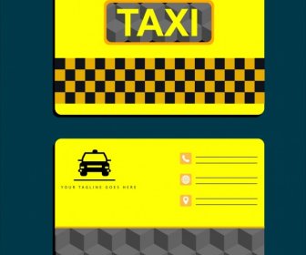 タクシー名前カード テンプレート黄色デザイン車のアイコン