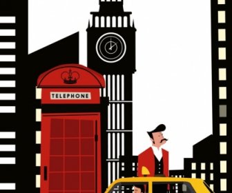 Taxi Servicio Fondo Reino Unido Histórica Decoración