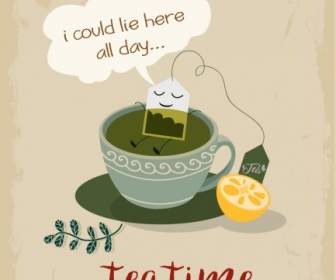 Tea Advertisement Funny Stylization Cartoon Design
