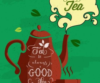 Tea Advertisement Pot Icon Calligraphy Decor