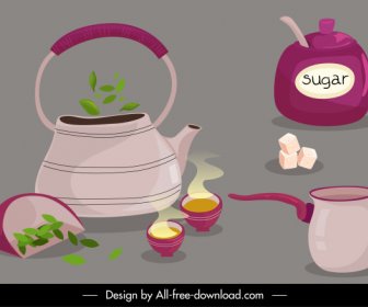Teezubereitung Designelemente Objekte Zutaten Skizze