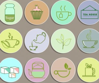 Teeprodukte Designelemente Kreise Isolation Grün Skizze
