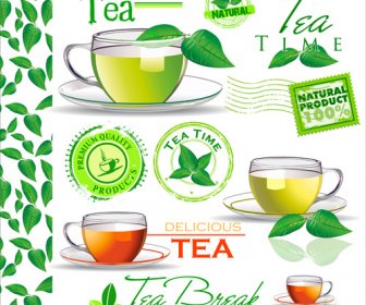 Tea Time Design Elements Vector 4