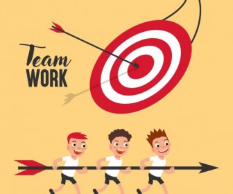 Team Work Background Boys Arrow Target Icons Decor