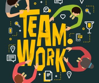 Team Work Background Human Icons Texts Decor