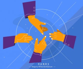 Teamwork Hintergrund Kommuniziert Hände Skizze