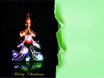 Tear Paper With Christmas Fireworks Background Vector
