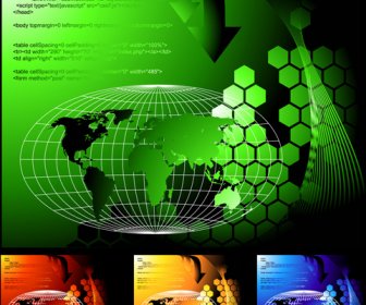 Tech Earth With Web Code Vector Background