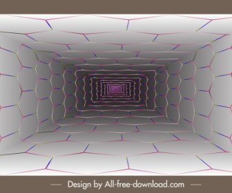 Tecnologia Fundo 3D Profundidade Túnel Geométrico Polígono Parede