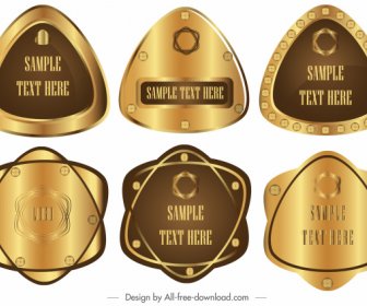 Technology Label Templates Shiny Golden Metallic Shapes