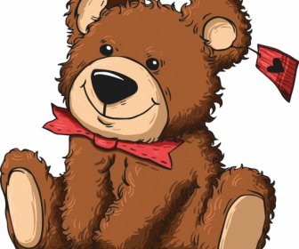 Teddy Bär Geschenk Symbol Niedlichen Cartoon Skizze
