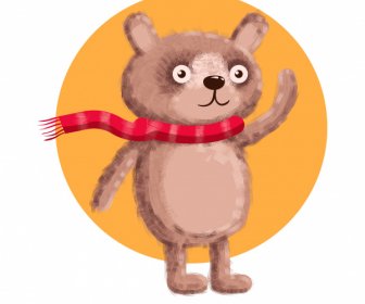Boneka Beruang Ikon Berwarna Klasik Handdrawn Sketsa