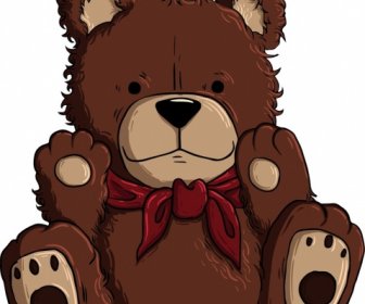 Teddy Bear Icon Cute Handdrawn Brown Design