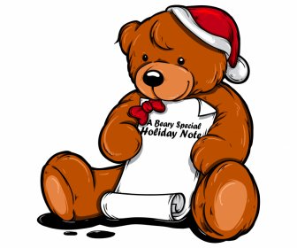 Ikon Teddy Bear Sketsa Kartun Handdrawn Lucu
