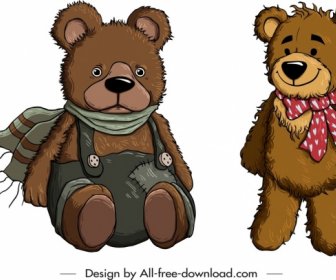 Teddy Bear Ikon Dekorasi Kostum Musim Dingin Kartun Lucu