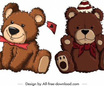 Teddybär Spielzeug Ikonen Niedliche Braune Flauschige Skizze