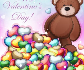 Teddybär Valentinstag Karten Vektoren