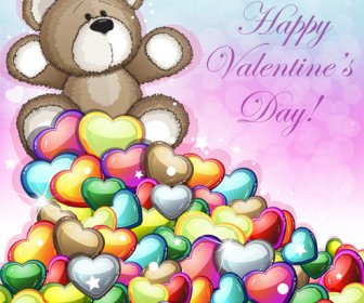 Boneka Beruang Valentine Kartu Vektor